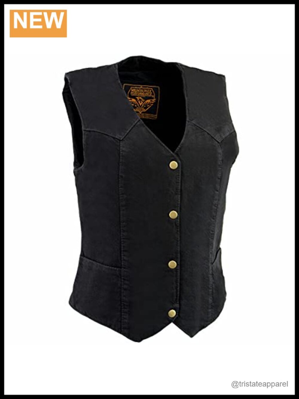 14oz Cotton Denim Women's Motorcycle Rider Vest Sleeveless Snap Closure